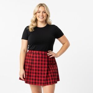 HOT TOPIC Red and Black Plaid Mini Skirt size 3